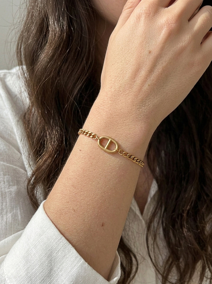 Pulsera Cadena Gruesa Eslabón Marino