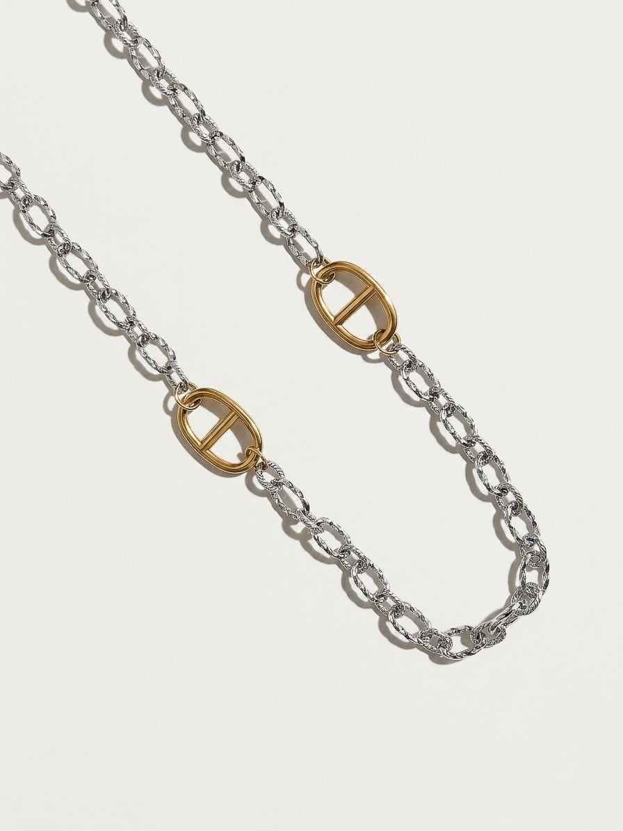 Sautoir Maille Marine Bicolore