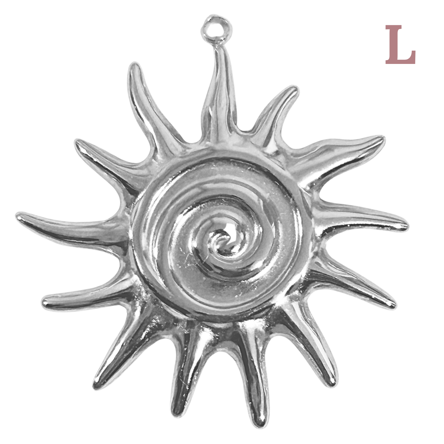 Charms Grand soleil spirale argenté