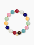 Bracelet perles acrylique rondes personnalisable Cora, acier plaqué or