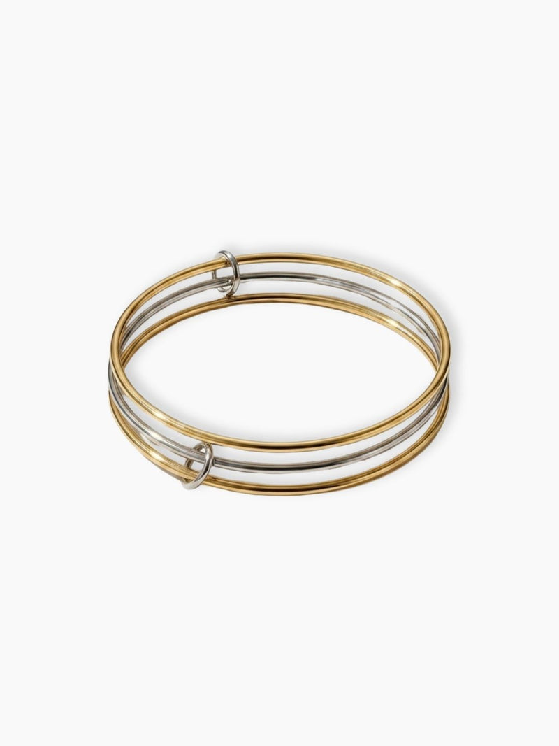Bracelet trio joncs fins empilés bicolore Alix, acier inoxydable
