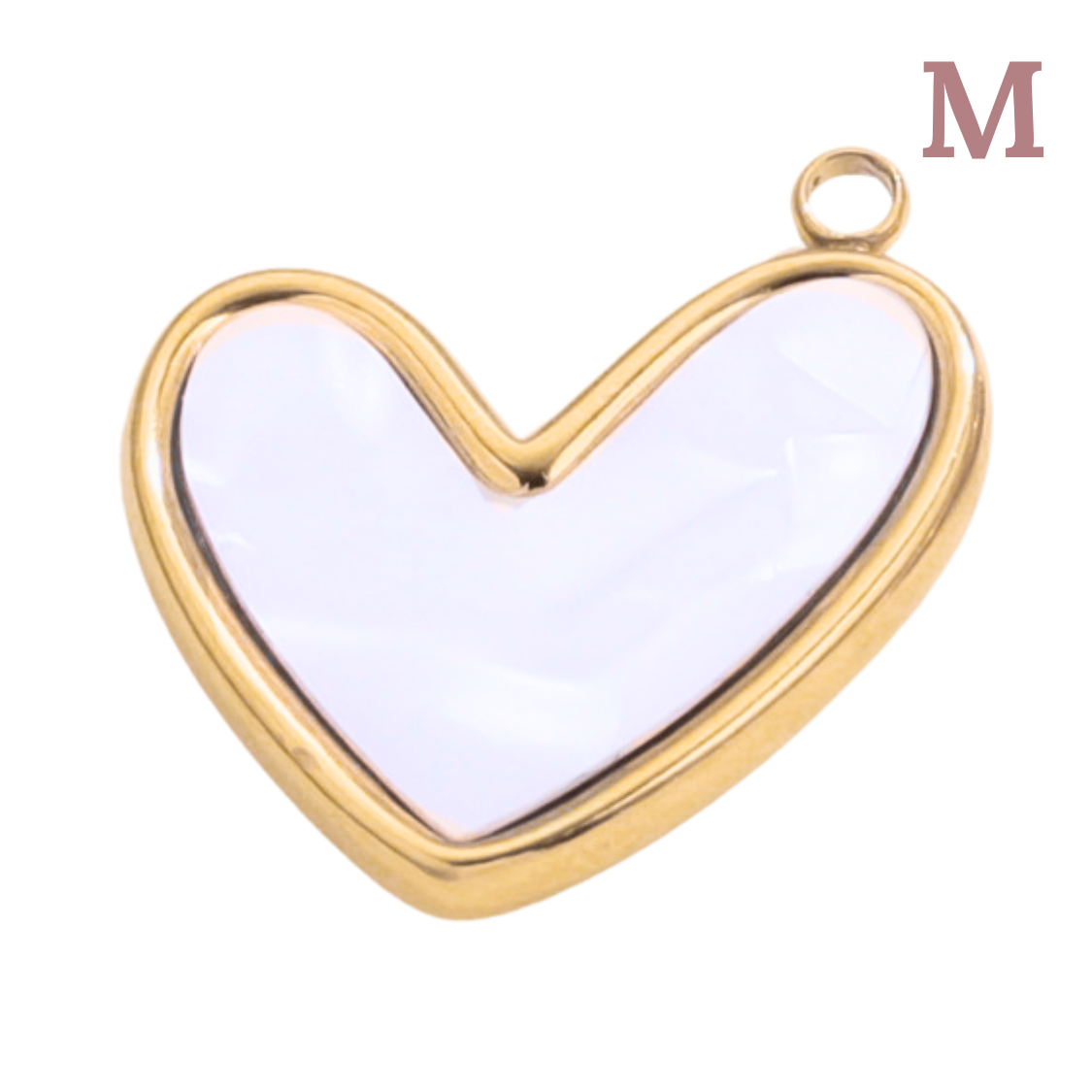 Charms Coeur nacré doré blanc