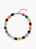 Collier perles acrylique ovales personnalisable Alba, acier plaqué or