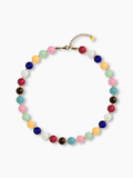 Collier perles acrylique personnalisable Cora, acier plaqué or