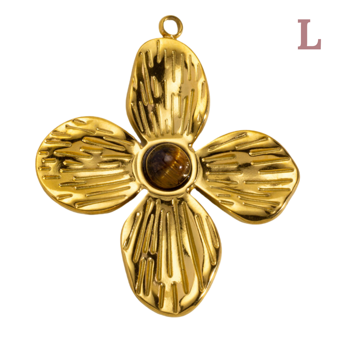 Dijes de flor grande con piedra central