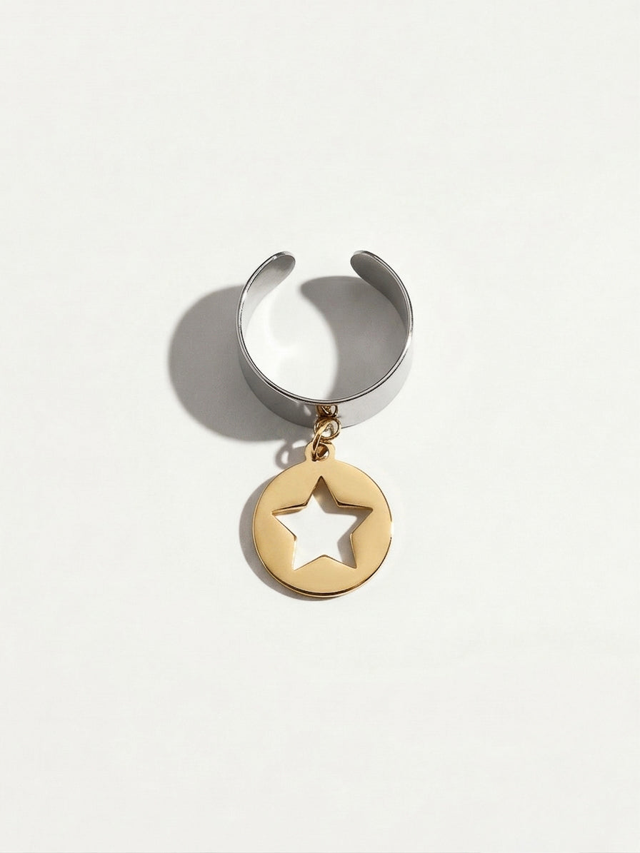 Bague Médaille Étoile Bicolore