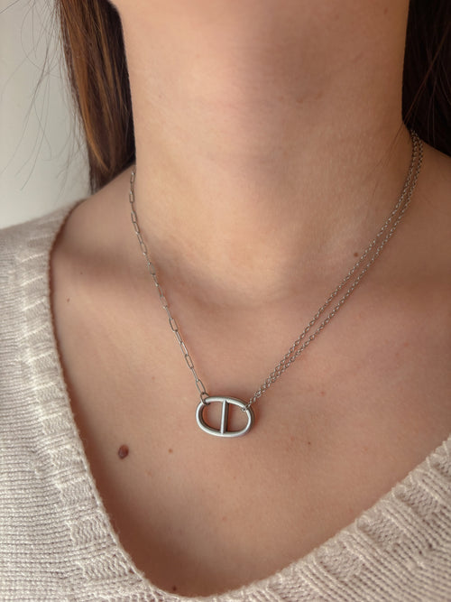 Collier Maille Marine Asymétrique