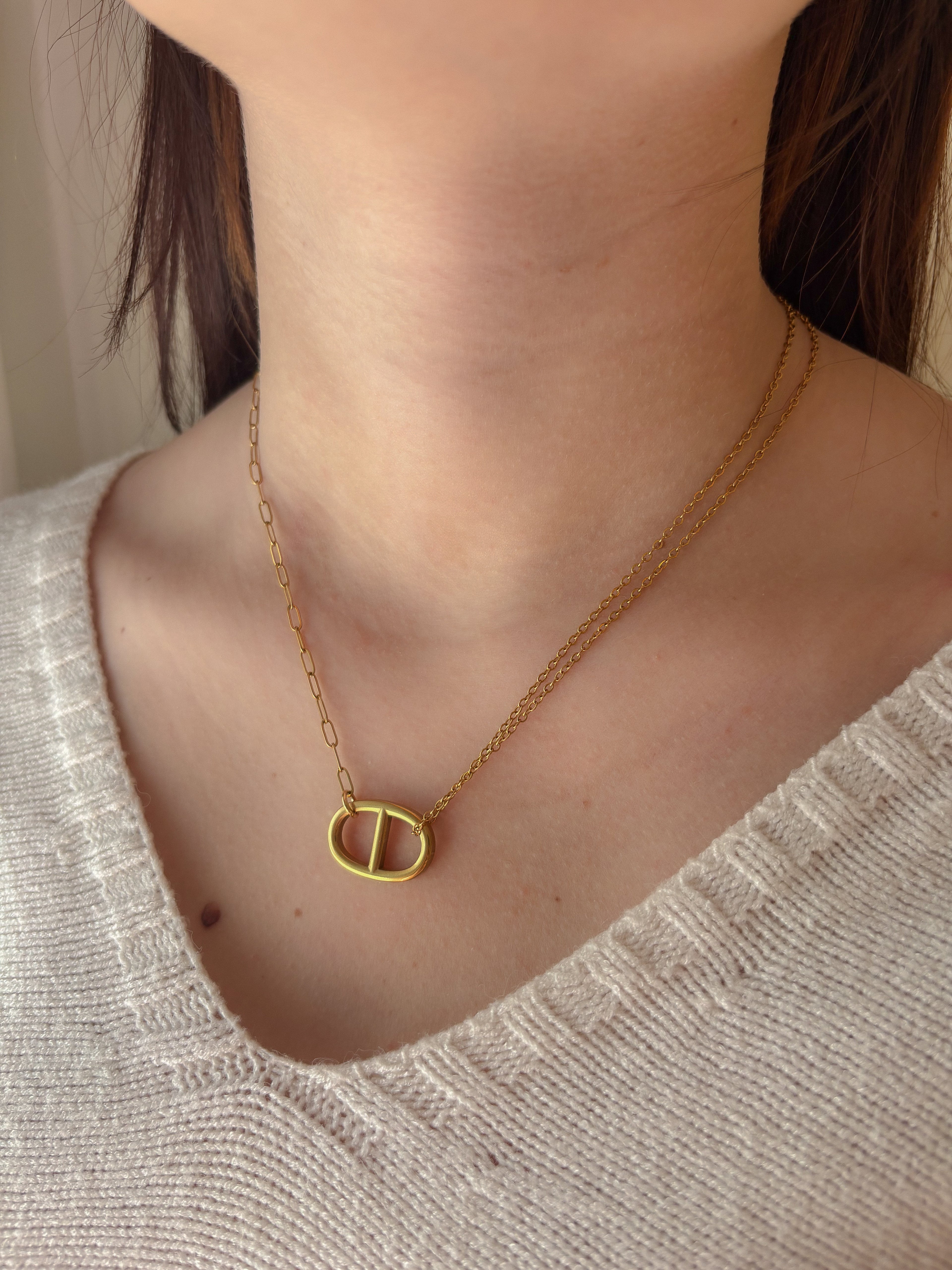 Collier Maille Marine Asymétrique