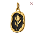 Colgante medalla negro y flor