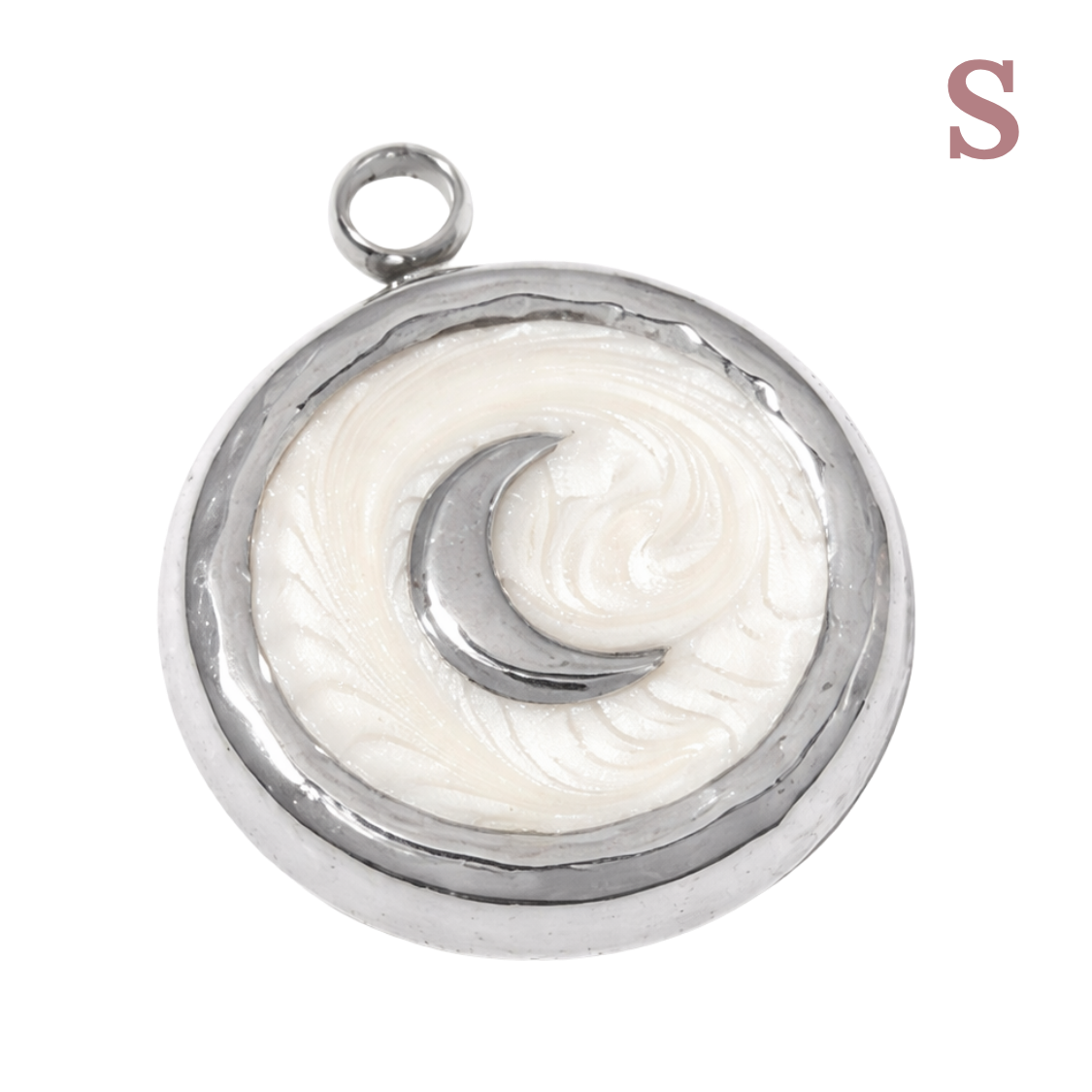 Charm médaille lune blanc