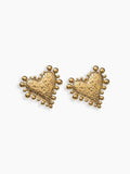 Boucles d'oreilles puces cœur texturé, acier inoxydable doré