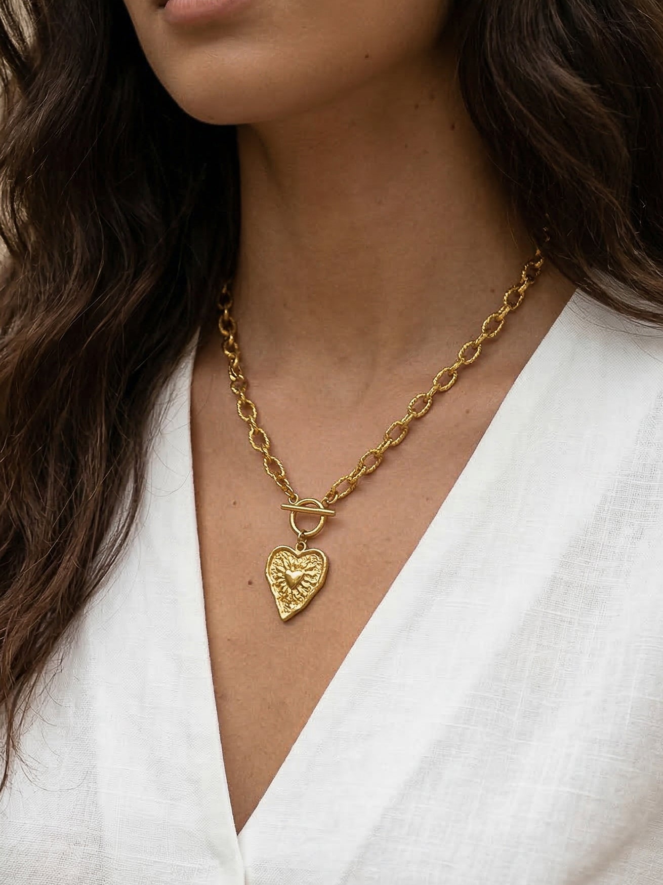 Heart Necklace with Fancy Chain